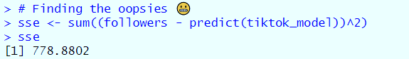 Sum of Squares Error (SSE) Sum of Squares Error (SSE)
