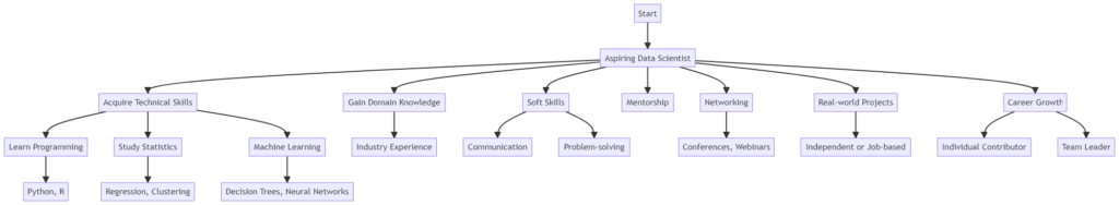 From Grassroots to Stardom: The Journey of A Data Scientist 3 visual representation of the career path for an aspiring Data Scientist